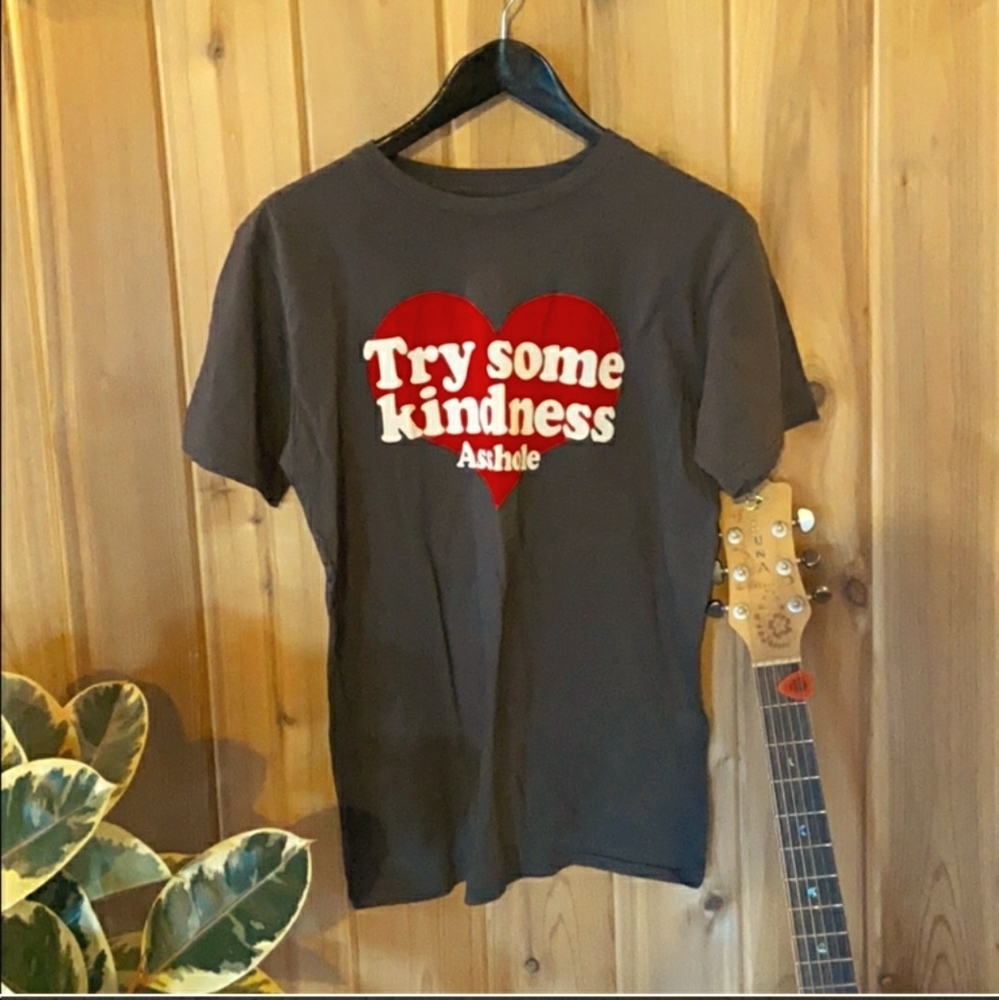 ELECTRIC WEST Try Some Kindness, A-Hole T-Shirt❤ Small